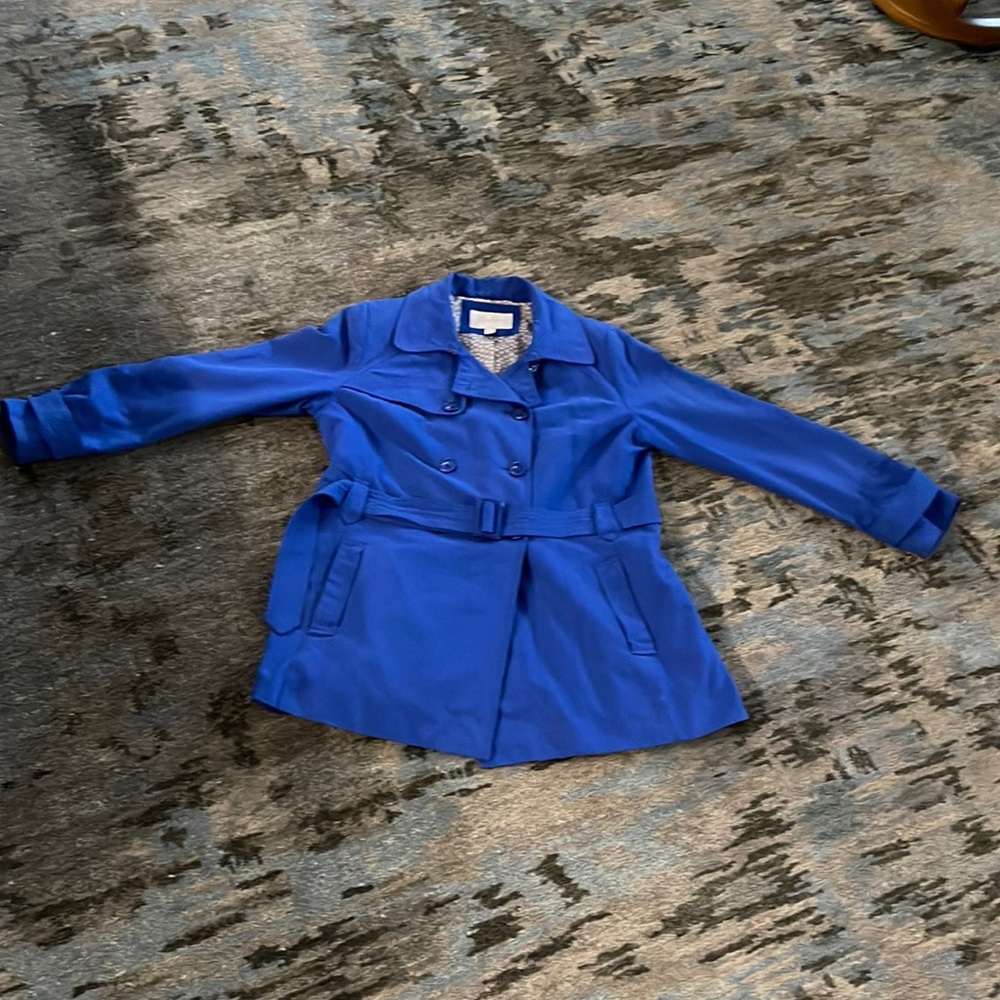 Relativity double-breasted short lined trench coat. Cobalt blue. No stains/tears